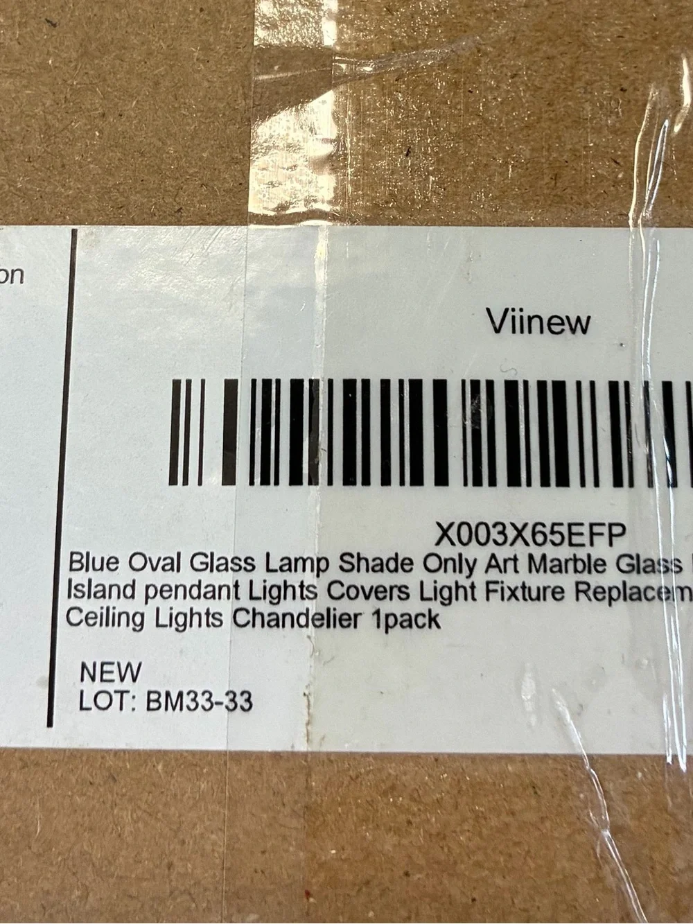 Vinew Blue Marble Hand Blown Glass Pendant Light Shade 8 in Art Glass